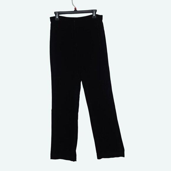 Calvin Klein High Waisted Velvet Silk Blend‎ Black Dress Pants Boot Cut Size 6 - Picture 1 of 8
